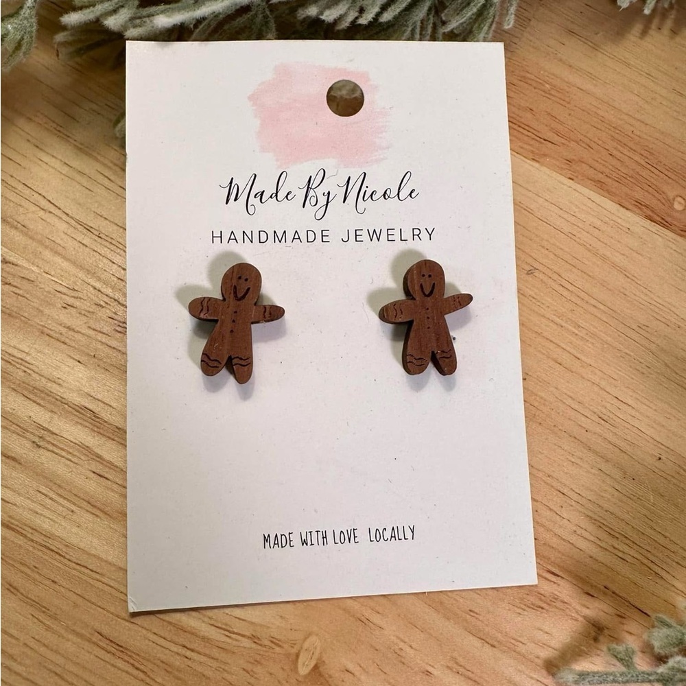 Hand Crafted Brown Gingerbread Earrings